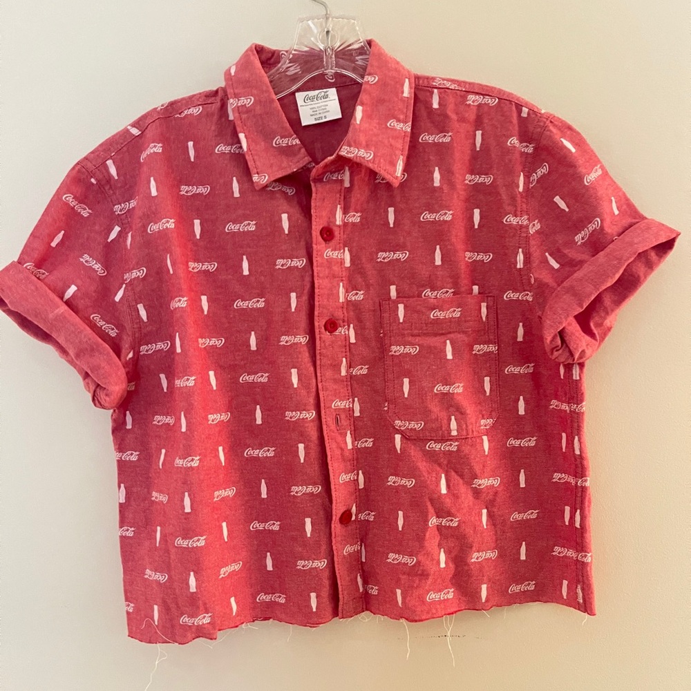 Coca-Cola button down crop top with pocket